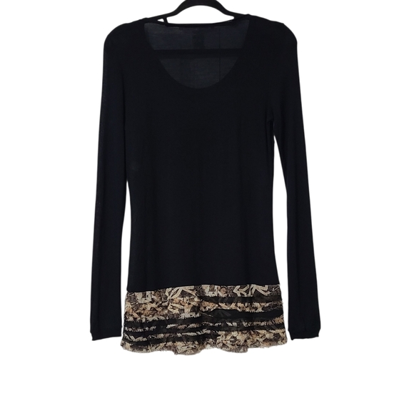 Diane Von Furstenberg Akira Black/Animal Print Silk Blend Long Sleeve Top Size M - Picture 5 of 13